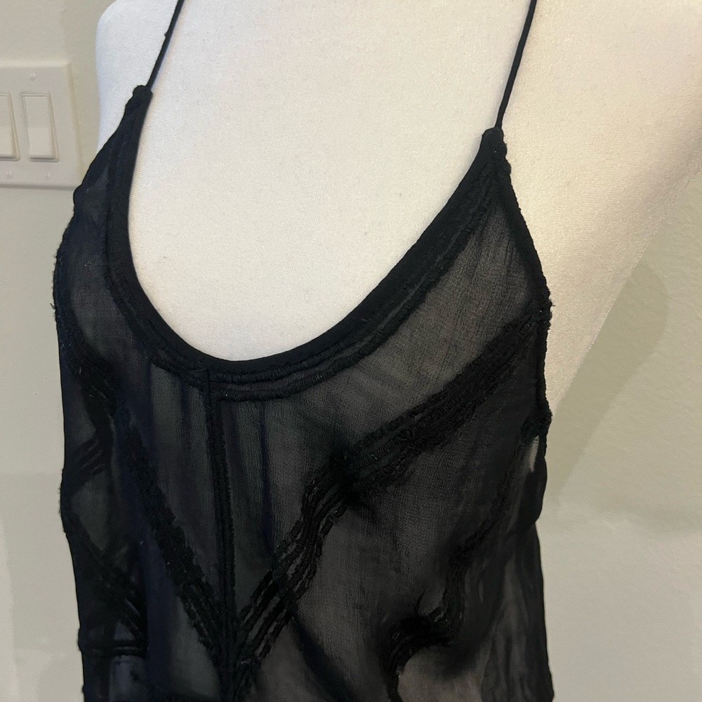 IRO Black sheer Fitted Camisole top - Picture 7 of 10